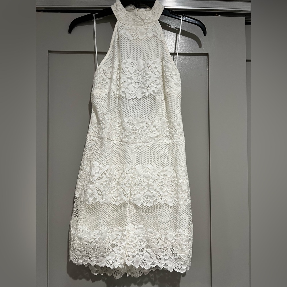 Elegant White Lace Halter Romper